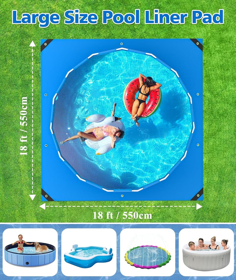 EPN Pool Liner Pad for Above Ground Pools - Extra Large Swimming Pool Ground Mat for Puncture Protection, Heavy Duty Ground Cloth, Extend Liner Life, Durable Pool Tarp Mat (18FT*18FT) - Image 2